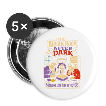 Break Room Mystery Büro Leftovers - Buttons groß 56 mm (5er Pack) - Weiß - Vorne