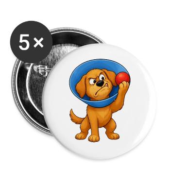 Grummeliger Hundekegel der Scham - Buttons groß 56 mm (5er Pack) - Weiß - Vorne