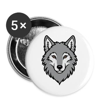 Grauer Wolf Kopf Wildnis Natur Tier - Buttons groß 56 mm (5er Pack) - Weiß - Vorne