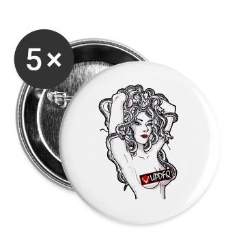 Medusa-Noir-Reihe - Buttons groß 56 mm (5er Pack) - Weiß - Vorne