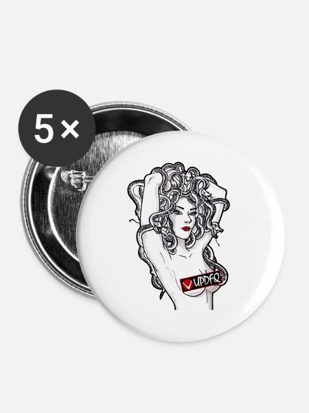 Medusa-Noir-Reihe - Buttons groß 56 mm (5er Pack) - Weiß