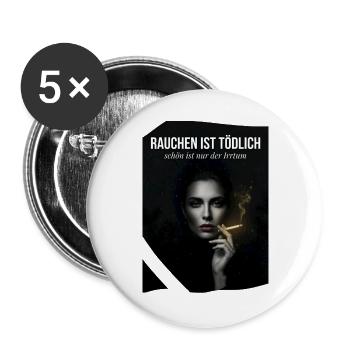 Tödliche Schönheit: Rauchende Diva - Buttons groß 56 mm (5er Pack) - Weiß - Vorne