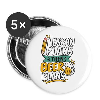 Bierliebhaber Stammtisch Bier Fan Geschenk - Buttons groß 56 mm (5er Pack) - Weiß - Vorne