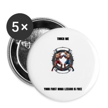 Kämpferduell Erste MMA Lektion Frei - Buttons groß 56 mm (5er Pack) - Weiß - Vorne