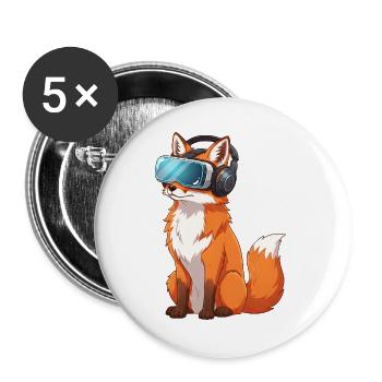 Fuchs VR Brille Virtual Reality Cartoon - Buttons groß 56 mm (5er Pack) - Weiß - Vorne