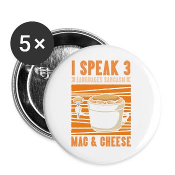 Makkaroni und Käse Mac and Cheese - Buttons groß 56 mm (5er Pack) - Weiß - Vorne