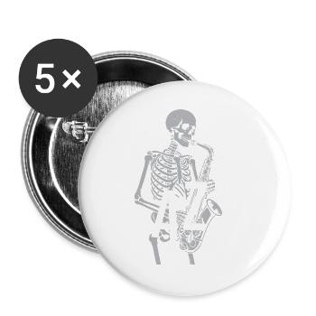 Skelett-Jazz-Saxophonist - Buttons groß 56 mm (5er Pack) - Weiß - Vorne
