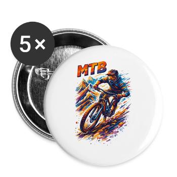 MTB Downhill Mountainbiker Abstrakt Spruch - Buttons groß 56 mm (5er Pack) - Weiß - Vorne