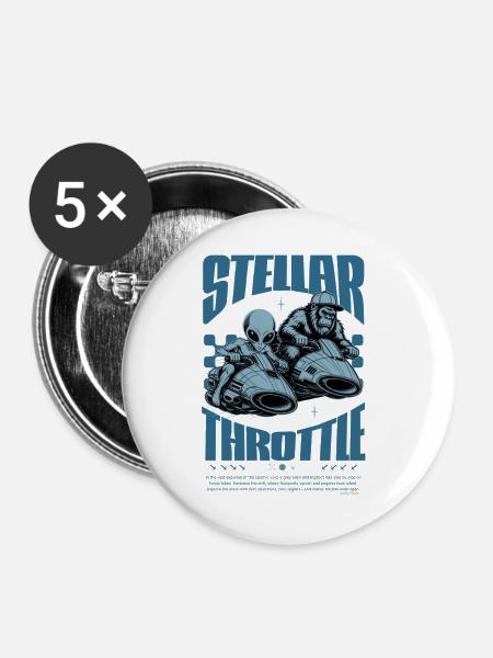 Bigfoot Alien Stellar Throttle Design - Buttons groß 56 mm (5er Pack) - Weiß