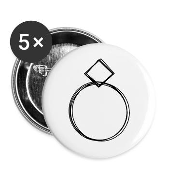 Ring handgezeichnet - Buttons groß 56 mm (5er Pack) - Weiß - Vorne