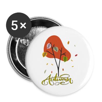 Herbstbaum mit farbenfrohen Blättern - Buttons groß 56 mm (5er Pack) - Weiß - Vorne