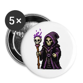 Pixel Grim Reaper Nebelstab - Buttons groß 56 mm (5er Pack) - Weiß - Vorne