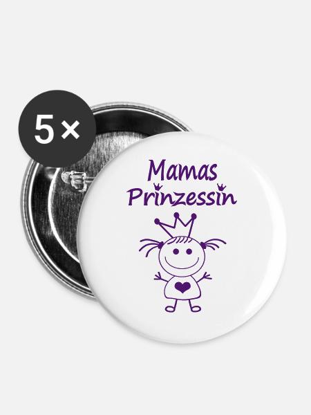Mamas Prinzessin Herz-Illustration - Buttons groß 56 mm (5er Pack) - Weiß