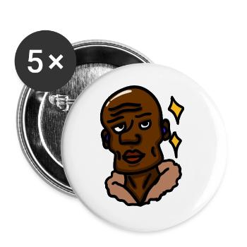 Selbstbewusster Schwarzer Mann Cartoon-Porträt - Buttons groß 56 mm (5er Pack) - Weiß - Vorne