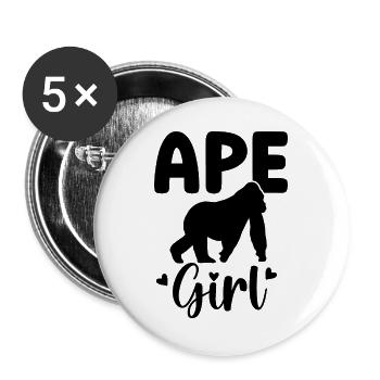 Ape Girl - Buttons groß 56 mm (5er Pack) - Weiß - Vorne