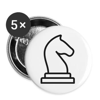 Symbol der Schachritterfigur - Buttons groß 56 mm (5er Pack) - Weiß - Vorne