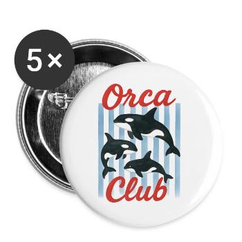 Orcaliebhaber Orcafan Geschenk Schwertwal Wal - Buttons groß 56 mm (5er Pack) - Weiß - Vorne