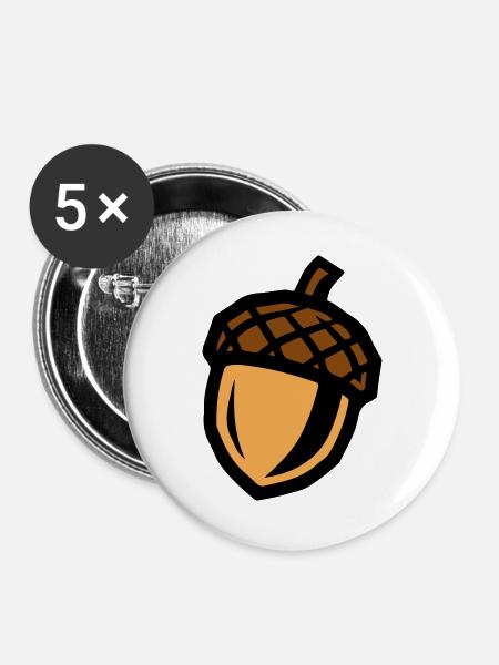 Eichel Symbol - Buttons groß 56 mm (5er Pack) - Weiß