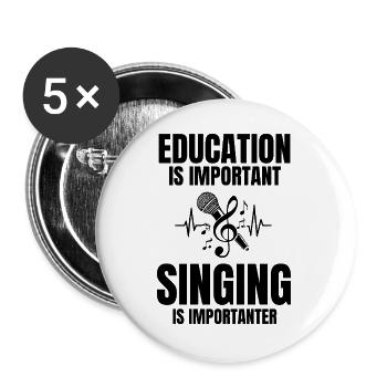 Sängergeschenk für Gesangsschüler und Musiklehrer - Buttons groß 56 mm (5er Pack) - Weiß - Vorne