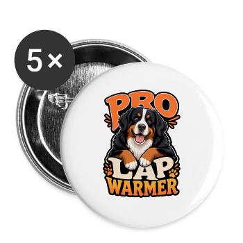 Berner Sennenhund - Buttons groß 56 mm (5er Pack) - Weiß - Vorne