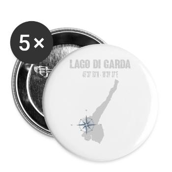 Lago di Garda Italien Koordinaten Kompass Reise - Buttons groß 56 mm (5er Pack) - Weiß - Vorne