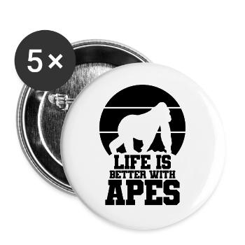 Affe Spruch Silhouette - Buttons groß 56 mm (5er Pack) - Weiß - Vorne