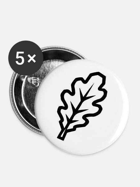 Eichenblatt - Buttons groß 56 mm (5er Pack) - Weiß