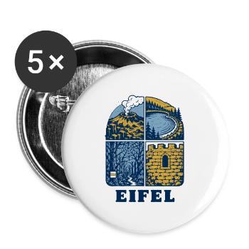 Eifel Motiv - Buttons groß 56 mm (5er Pack) - Weiß - Vorne