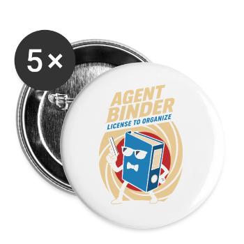 Agent Binder – License to Organize Büro Humor - Buttons groß 56 mm (5er Pack) - Weiß - Vorne