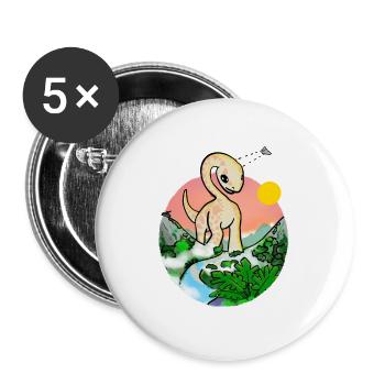 Sonnenuntergangsdino im Dschungelpanorama - Buttons groß 56 mm (5er Pack) - Weiß - Vorne