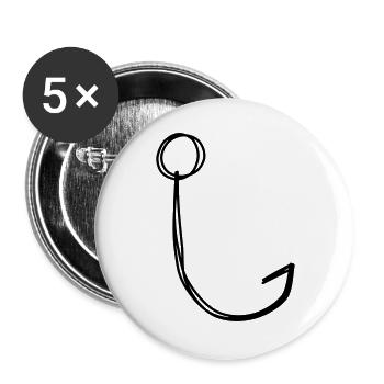 Angelhaken handgezeichnet - Buttons groß 56 mm (5er Pack) - Weiß - Vorne