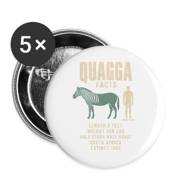Quagga Fakten Eiszeit Größenvergleich Tafel - Buttons groß 56 mm (5er Pack) - Weiß - Vorne