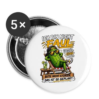 Ich bin nicht faul Geplant – Kaktus Lounger - Buttons groß 56 mm (5er Pack) - Weiß - Vorne