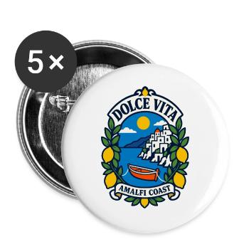 Dolce Vita Amalfi Coast – Mediterranes Italien Des - Buttons groß 56 mm (5er Pack) - Weiß - Vorne