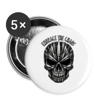 Klingen Schädel Chaos Umarmung - Buttons groß 56 mm (5er Pack) - Weiß - Vorne