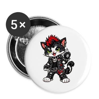 Glatzen Kratzen - Buttons groß 56 mm (5er Pack) - Weiß - Vorne