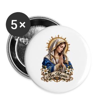 Ave Maria Heilige Mutter Gottes  - Buttons groß 56 mm (5er Pack) - Weiß - Vorne