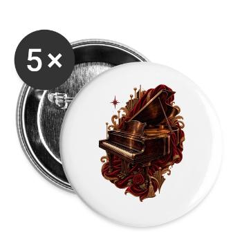 Vintage Klavier im roten Theatersamt - Buttons groß 56 mm (5er Pack) - Weiß - Vorne