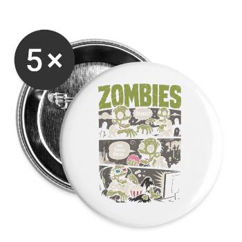 Zombies Snack Break – Lustiger Horror Comic - Buttons groß 56 mm (5er Pack) - Weiß - Vorne
