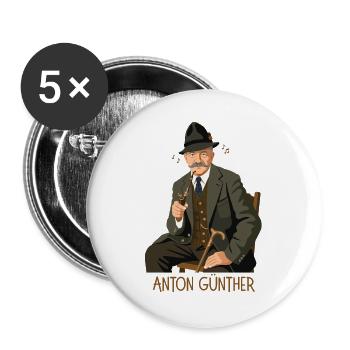 Liedermacher aus dem Erzgebirge: Anton Günther - Buttons groß 56 mm (5er Pack) - Weiß - Vorne