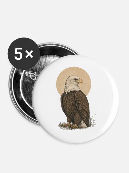 Adler - Buttons groß 56 mm (5er Pack) - Weiß