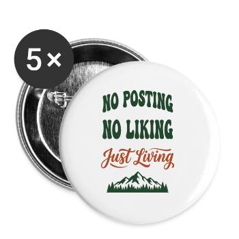 Digital Detox Kein Beitrag Einfach Leben ohne Steckdose - Buttons groß 56 mm (5er Pack) - Weiß - Vorne