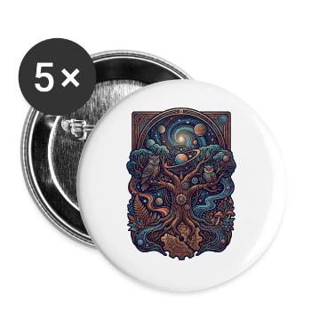 Kosmischer Lebensbaum - Buttons groß 56 mm (5er Pack) - Weiß - Vorne