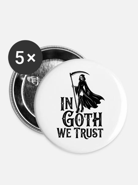 Gothic Grim Reaper Trust Motto - Buttons groß 56 mm (5er Pack) - Weiß