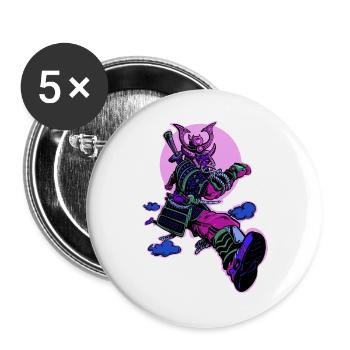 Samurai-Läufer - Buttons groß 56 mm (5er Pack) - Weiß - Vorne