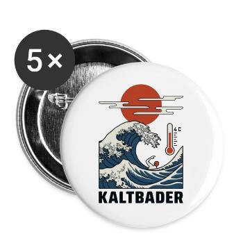 Eisbaden T-Shirt, Kaltbader Shirt Eisduschen Kalt - Buttons groß 56 mm (5er Pack) - Weiß - Vorne