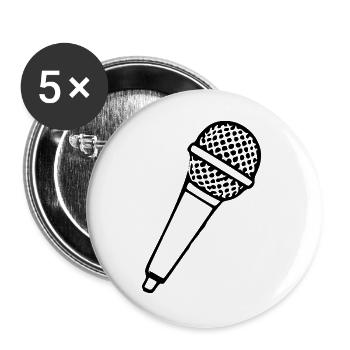 Mikrofon Musik Sänger Geschenk  - Buttons groß 56 mm (5er Pack) - Weiß - Vorne