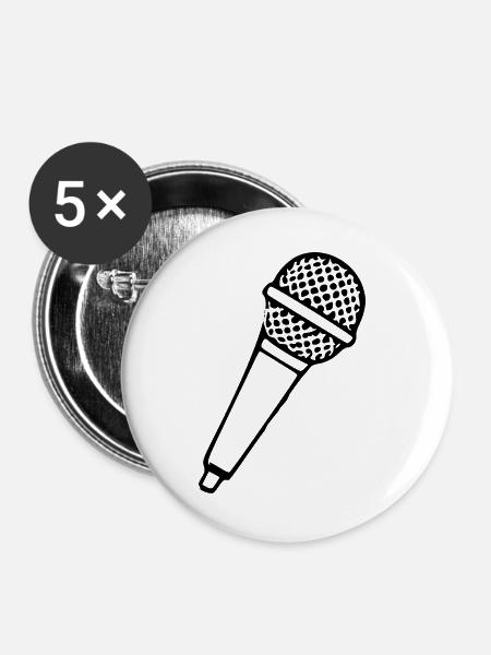 Mikrofon Musik Sänger Geschenk - Buttons groß 56 mm (5er Pack) - Weiß