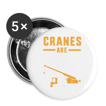 Kranführer Kran - Buttons groß 56 mm (5er Pack) - Weiß - Vorne