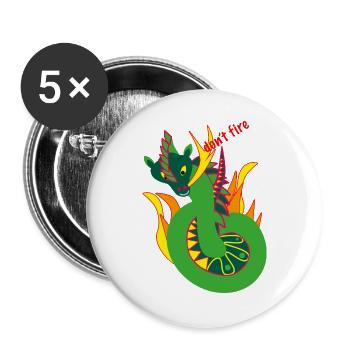Feuerdrachen "don't fire", Abstraktion - Buttons groß 56 mm (5er Pack) - Weiß - Vorne